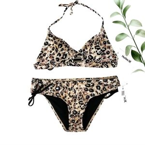 Hurley Swim n' Surf Leopard Animal Print Bikini 2 Piece Swimsuit Set